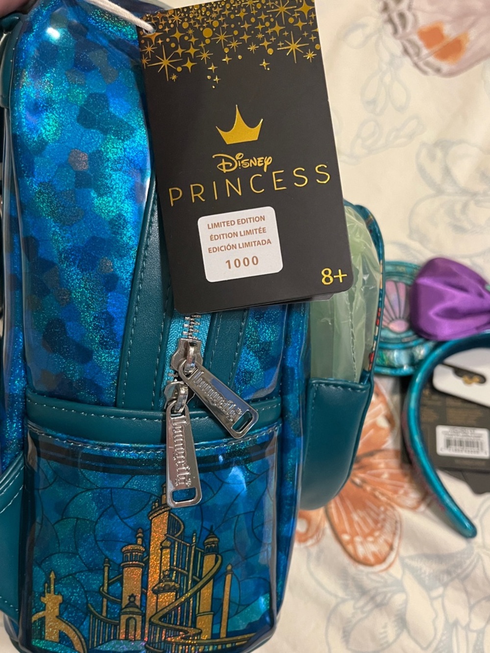 Loungefly The Little Mermaid Limited Edition Stained Glass Mini Backpack Set - Picture 4 of 7